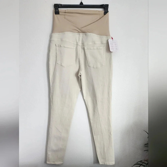 Isabel Maternity Crossover Panel Cream Skinny Jeans Size 8 (NWT) - Picture 4 of 10